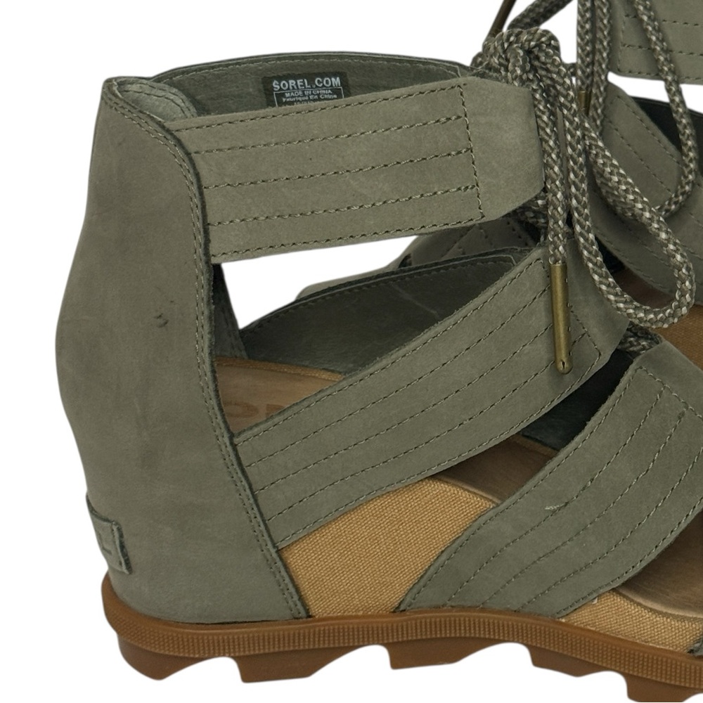 SOREL JOANIE II Lace-Up Wedge‎ Sandals Sage Green Size 9 - Picture 11 of 11